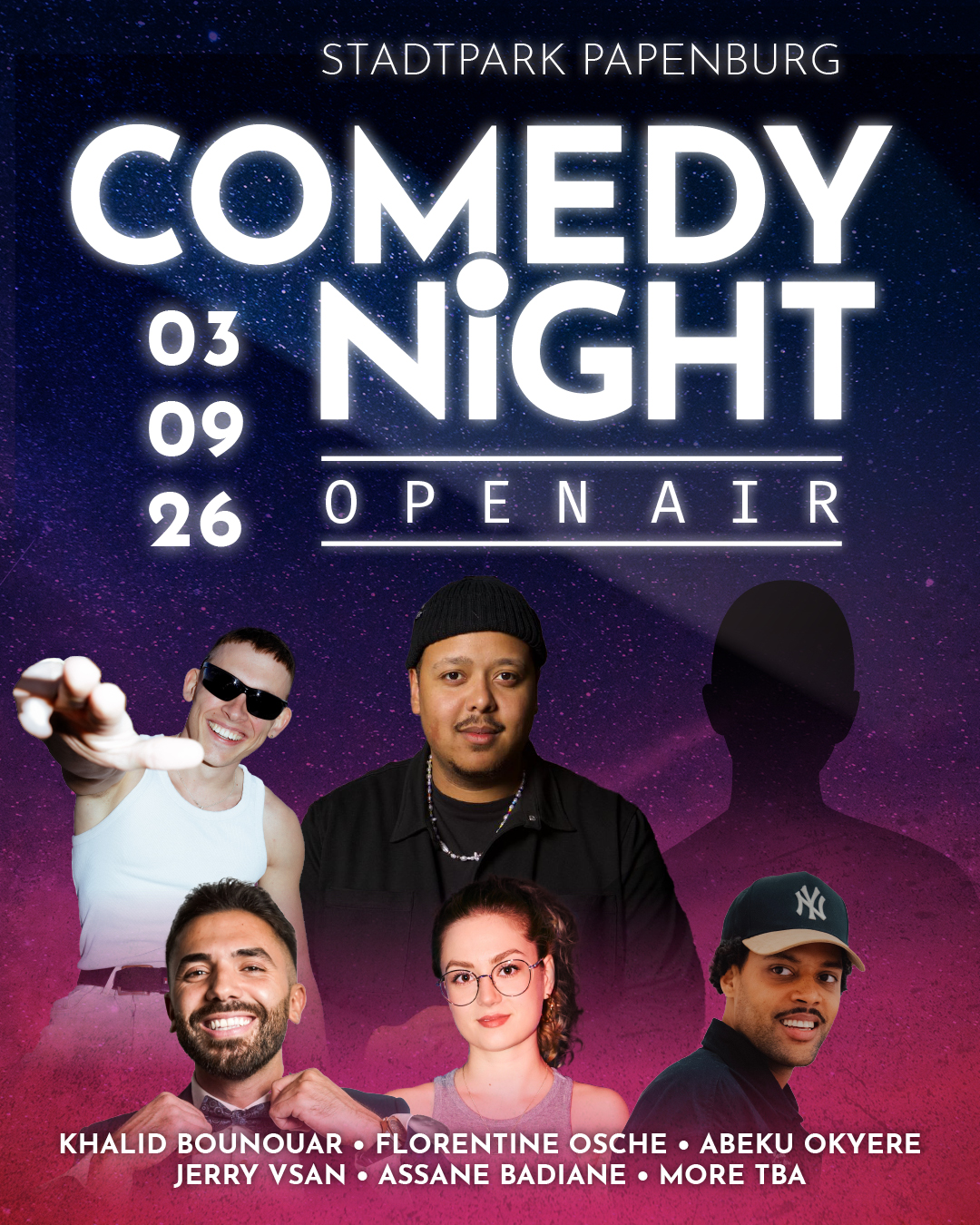 Comedy Night Papenburg Open Air mit Khalid Bounouar, Florentine Osche, Abeku Okyere, Jerry Vsan und Assane Badiane